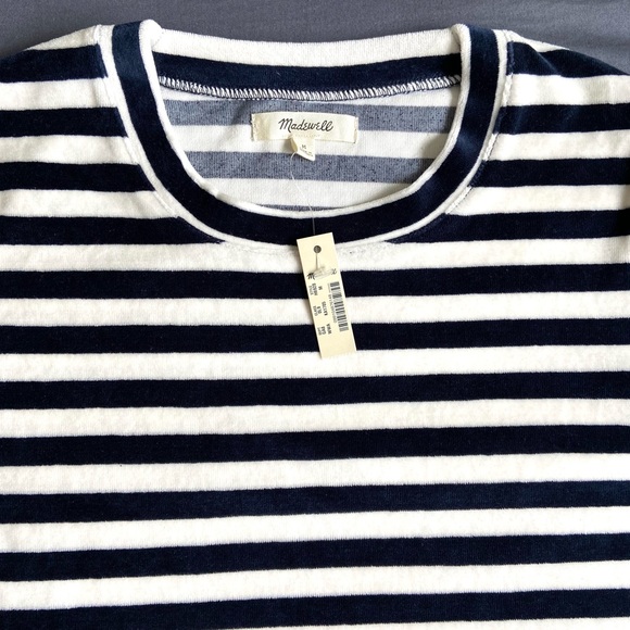 MADEWELL NWT Velour Crewneck Tee in Meg Stripe - Picture 5 of 9